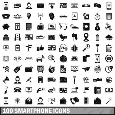 100 smartphone Icons set, basit tarzı