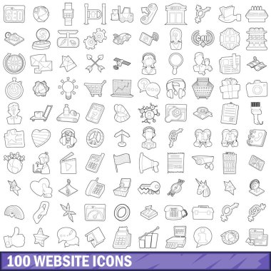 100 Web sitesi Icons set, anahat stili