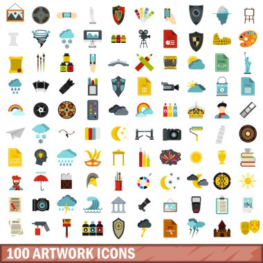 100 sanat simgeler kümesi, stil düz