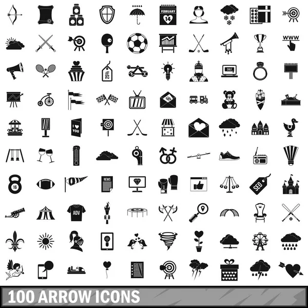 100 arrow icons set, simple style — Stock Vector