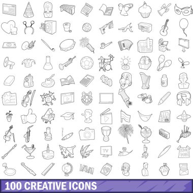 100 yaratıcı Icons set, anahat stili