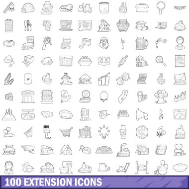 100 uzantısı Icons set, anahat stili