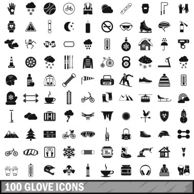 100 eldiven Icons set, basit tarzı