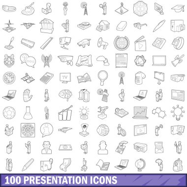 100 sunu Icons set, anahat stili