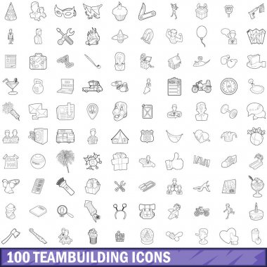 100 ekip oluşturma Icons set, anahat stili