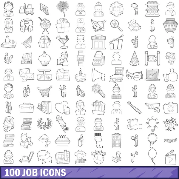 100 jobb ikoner set, dispositionsformat — Stock vektor