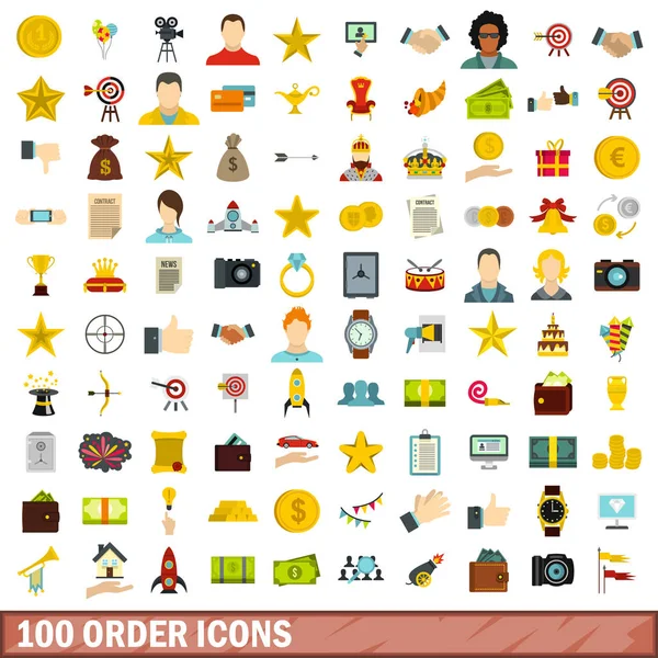100 simgeler kümesi, düz stil sipariş.