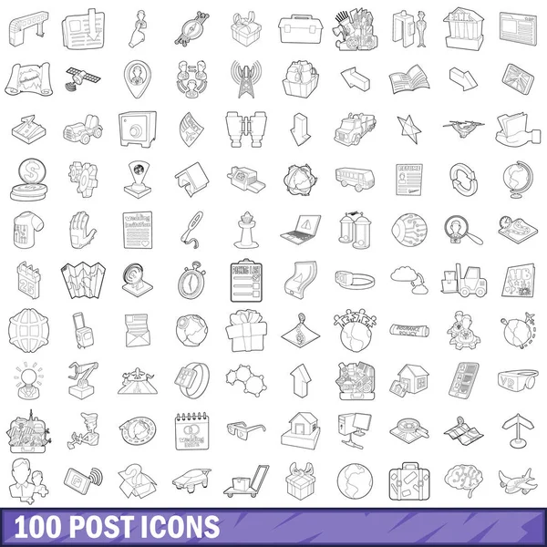 100 mesaj Icons set, anahat stili