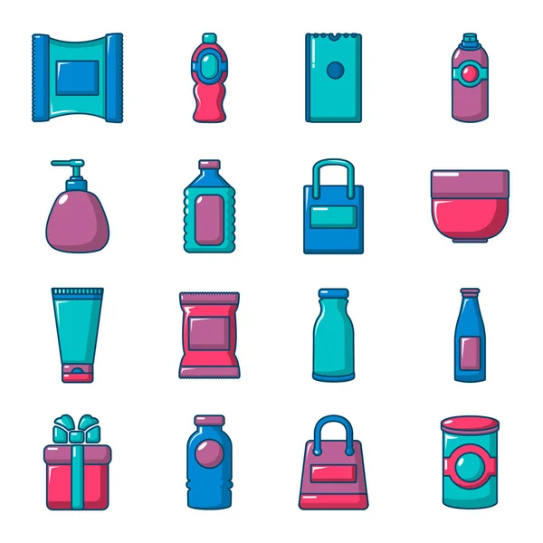 Packagiong store icons set, flat style — стоковый вектор