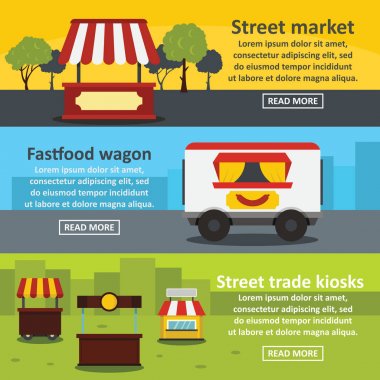 Sokak gıda afiş yatay ayarlama, düz stil