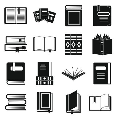 Kitaplar Icons set, basit tarzı