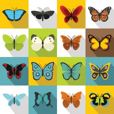 Kelebek Icons set, düz stil