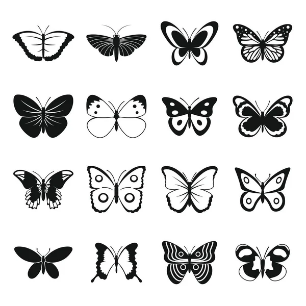 Conjunto de iconos de mariposa, estilo simple — Vector de stock