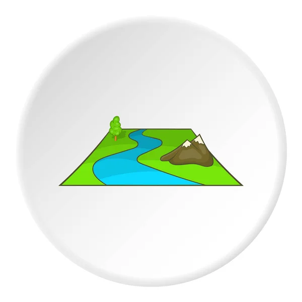 River avd mountains icon, cartoon style — Stock Vector