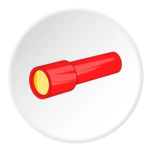 Röd ficklampa ikon, tecknad stil — Stock vektor