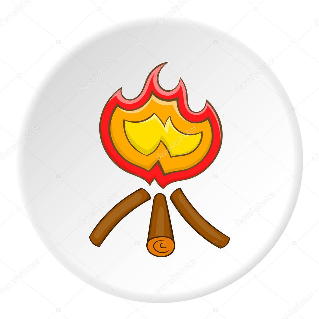 Burning bonfire icon, cartoon style
