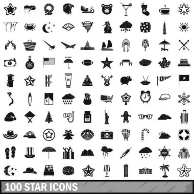 100 yıldız Icons set, basit tarzı
