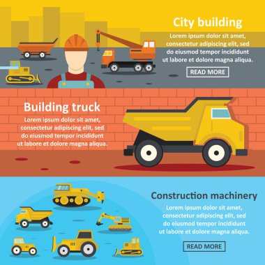 Bina araç afiş yatay seti, düz stil