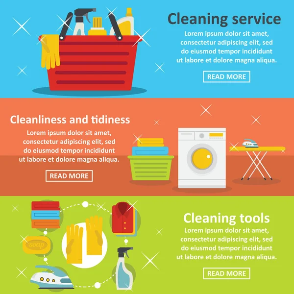 Çamaşırhane Temizleme Banner yatay ayarlama, düz stil