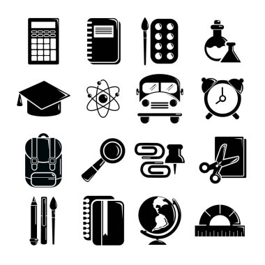 Okul eğitim Icons set, basit tarzı