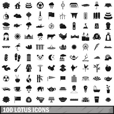 100 lotus Icons set, basit tarzı