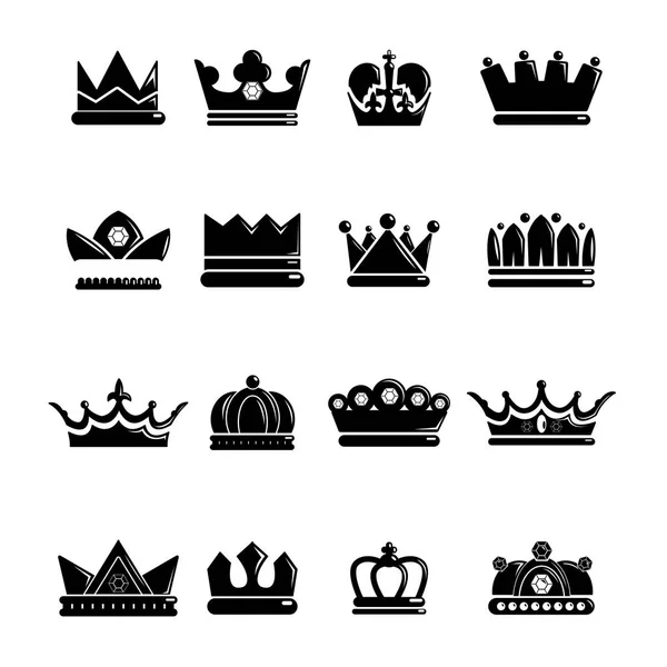 Conjunto de iconos de oro corona, estilo simple — Archivo Imágenes Vectoriales