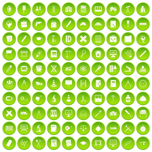 100 compass icons set green circle — Stock Vector