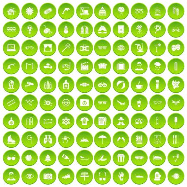 Yeşil Daire 100 gözlük Icons set