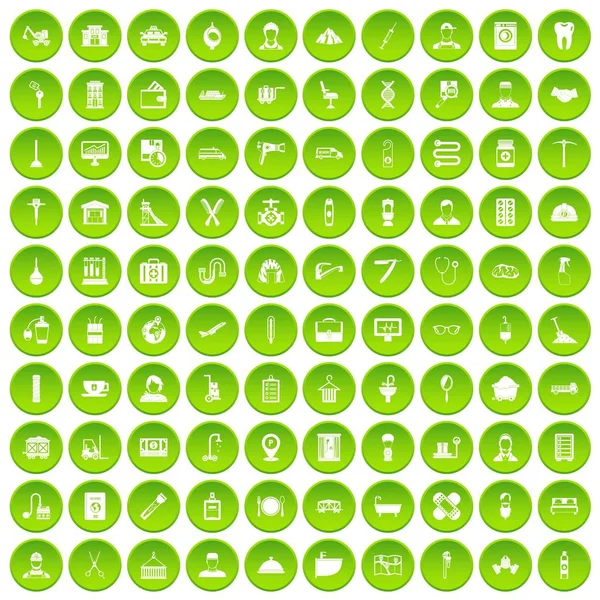 100 craft icons set green circle — Stock Vector