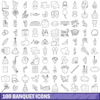 100 Ziyafet Icons set, anahat stili