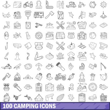 Icons set, anahat stili kamp 100