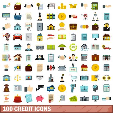 100 kredi simgeler kümesi, stil düz