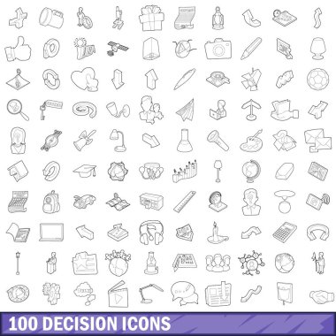 100 karar Icons set, anahat stili