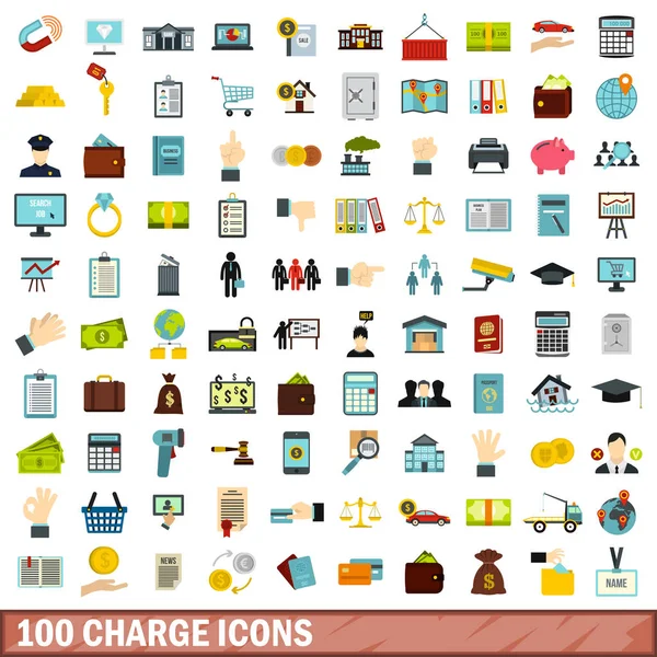 Icons set, düz stil 100 şarj