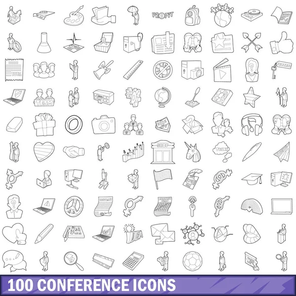 100 seminer Icons set, anahat stili