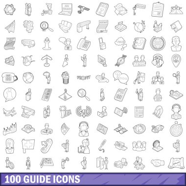 100 Kılavuzu Icons set, anahat stili