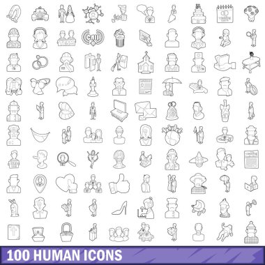 100 insan Icons set, anahat stili