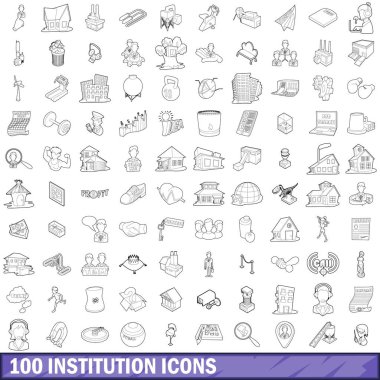 100 kurum Icons set, anahat stili
