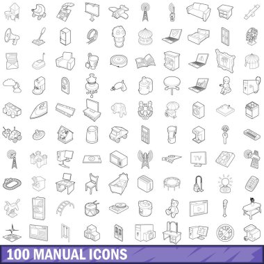 100 el ile Icons set, anahat stili