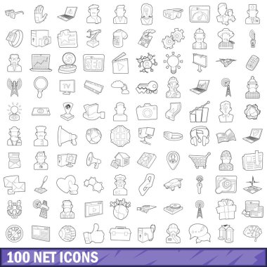 100 net Icons set, anahat stili