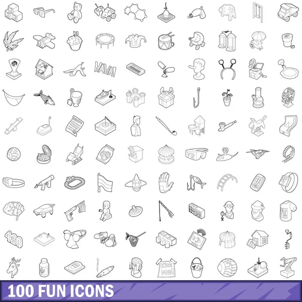 100 Icons set, anahat stili eğlenceli