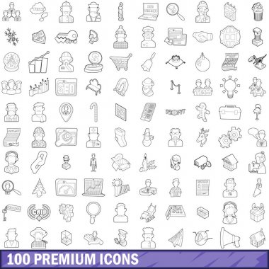 100 sigorta primi Icons set, anahat stili