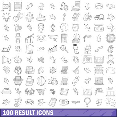 100 sonuç simgeler kümesi, anahat stili