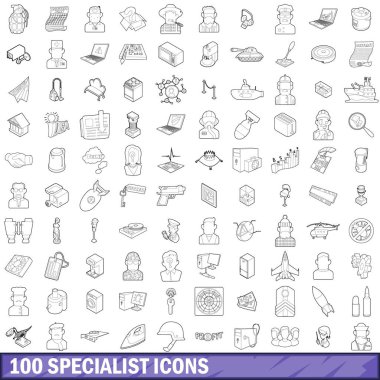 100 uzman Icons set, anahat stili