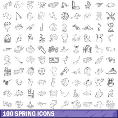 100 bahar Icons set, anahat stili