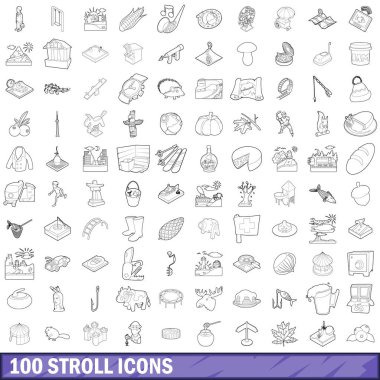 100 Icons set, anahat tarzı yürüyüş