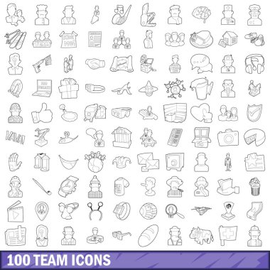 100 Icons set, anahat tarzı takım