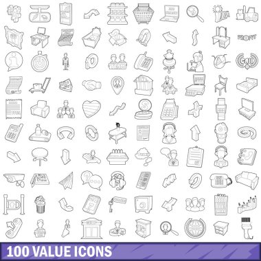 100 değeri Icons set, anahat stili