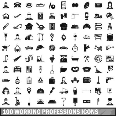 100 çalışma meslekler simgeler kümesi, basit tarzı