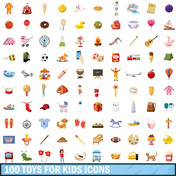 çocuklar simgeler kümesi, karikatür tarzı için 100 oyuncak